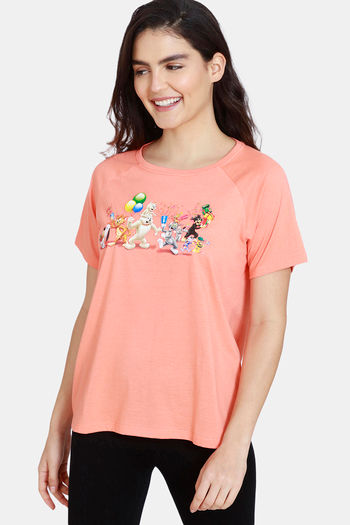Buy Zivame Tom & Jerry Anniversary Knit Cotton Top - Coral Quartz